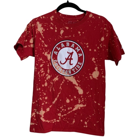 Alabama Tee Size Small Acid Wash Crimson Tide Collage Sports T-Shirt Bleach - Picture 1 of 4